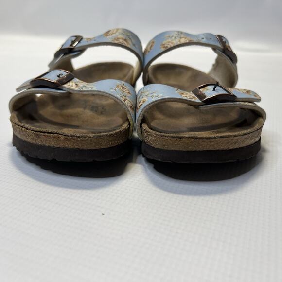 BIRKIS By Birkenstock Michele Slide Sandals Blue Floral Size Womens EU 37 L6 M4 - Picture 10 of 13